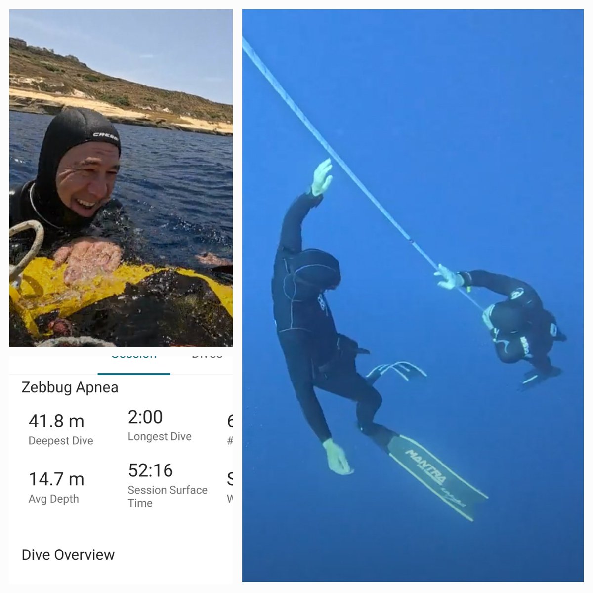 Hit 42 m on a single breath - a personal milestone in freediving I'm incredibly proud of.

Grateful to be coached by Jesper Stechmann (<a href="/Innerdive/">Jesper Stechmann</a>), 4x Danish champion.

Huge thanks to the Innerdive crew for everything!
🌊💙 #freediving #Gozo