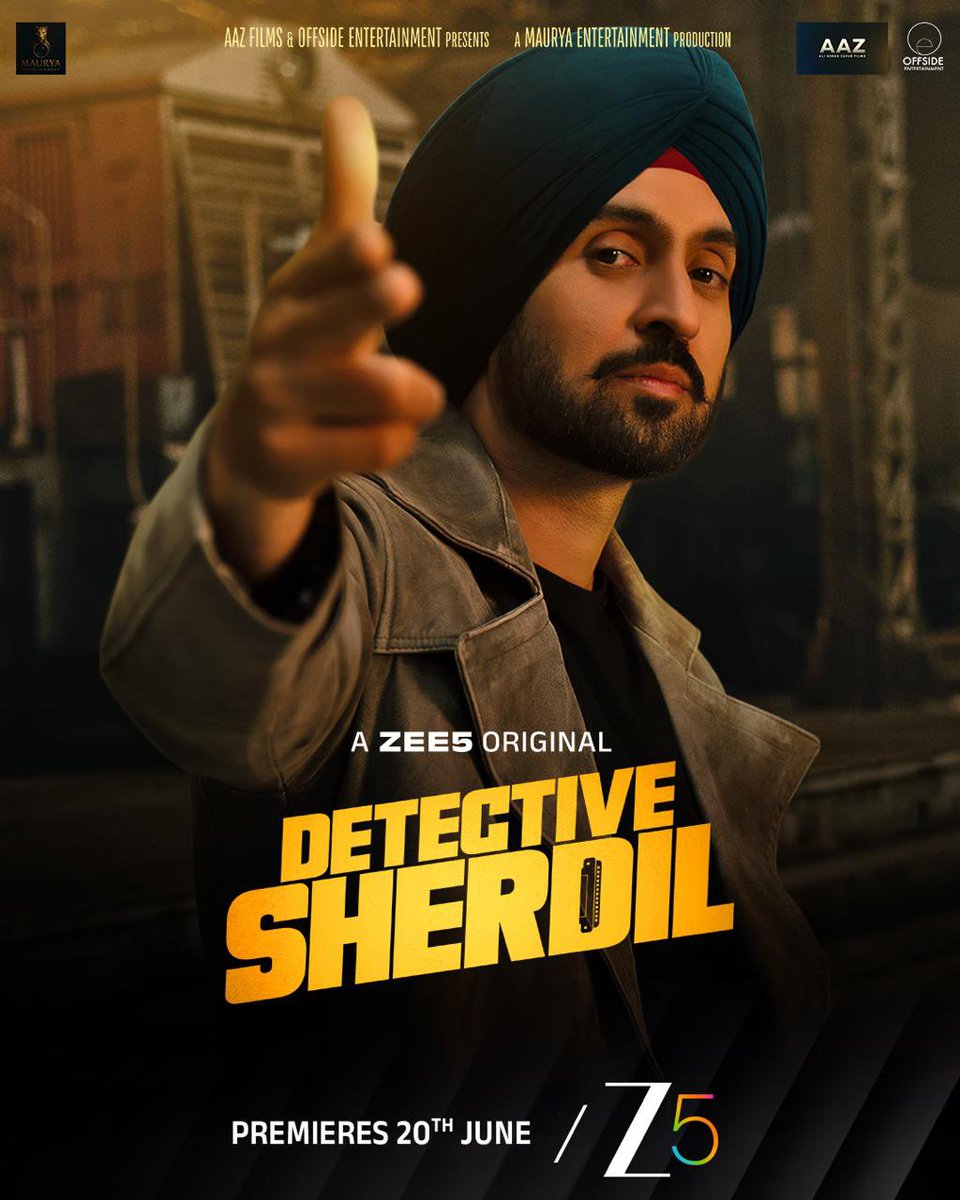 ZEE5 BEGINS ITS NEW BRANDING WITH A MAJOR ANNOUNCEMENT – DILJIT DOSANJH IN &amp; AS 'DETECTIVE SHERDIL' – PREMIERES 20 JUNE 2025 ON ZEE5... #DiljitDosanjh turns detective in #Zee5's #DetectiveSherdil.
#DetectiveSherdilOnZee5

#DianaPenty | #BomanIrani | #RatnaPathakShah |