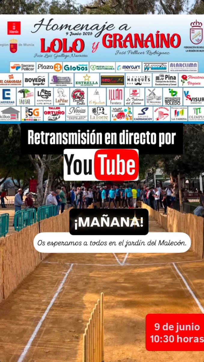 ¡Mañana!
Os esperamos a todos en el jardín del Malecón, la ocasión lo merece.