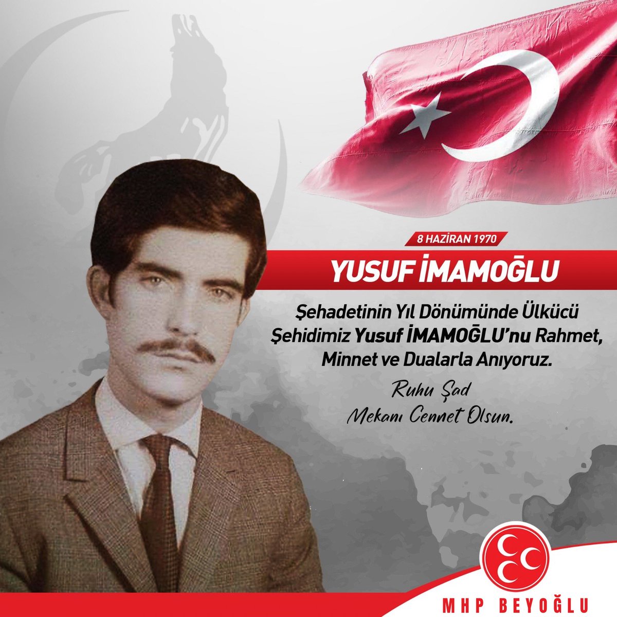 Ülkücü Şehidimiz #YusufİMAMOĞLU'nu şehadetinin yıl dönümünde rahmet, minnet ve dua ile anıyoruz.
