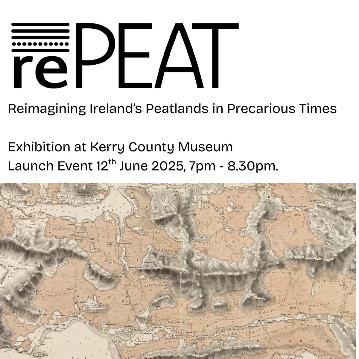 Kerry County Museum (@kerrycomuseum) on Twitter photo Join us for the launch of RePEAT: Rediscovering Ireland’s Peatlands in Precarious Times
thursday June 12 | 7–8:30 PM
📍 Kerry County Museum
Talks by Dr. Connelly, Dr. Morley & Lily Toomey on peatland history, ecology & culture.
RSVP: education@kerrymuseum.ie | 066 7127777 Join us for the launch of RePEAT: Rediscovering Ireland’s Peatlands in Precarious Times
thursday June 12 | 7–8:30 PM
📍 Kerry County Museum
Talks by Dr. Connelly, Dr. Morley & Lily Toomey on peatland history, ecology & culture.
RSVP: education@kerrymuseum.ie | 066 7127777