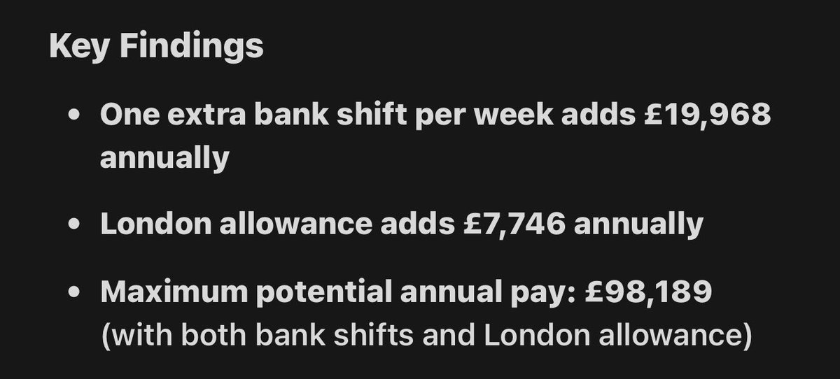 A junior band 8a ACP working 37.5h per week doing 12h shifts, 1 in 3 weekends, 5 nights per months is paid almost £80k or touching £100k if they work a 48h doing 1 extra bank per week like a SHO!