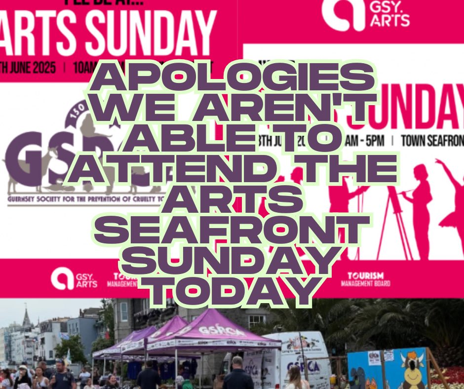 Apologies we arent able to attend the <a href="/GuernseyArts/">Guernsey Arts Commission</a> Seafront Sunday today, after the amazing <a href="/SRIslandWalk/">Saffery Rotary Walk</a> there are some sore legs but there are lots of ways to support us online please check out gspca.org.gg