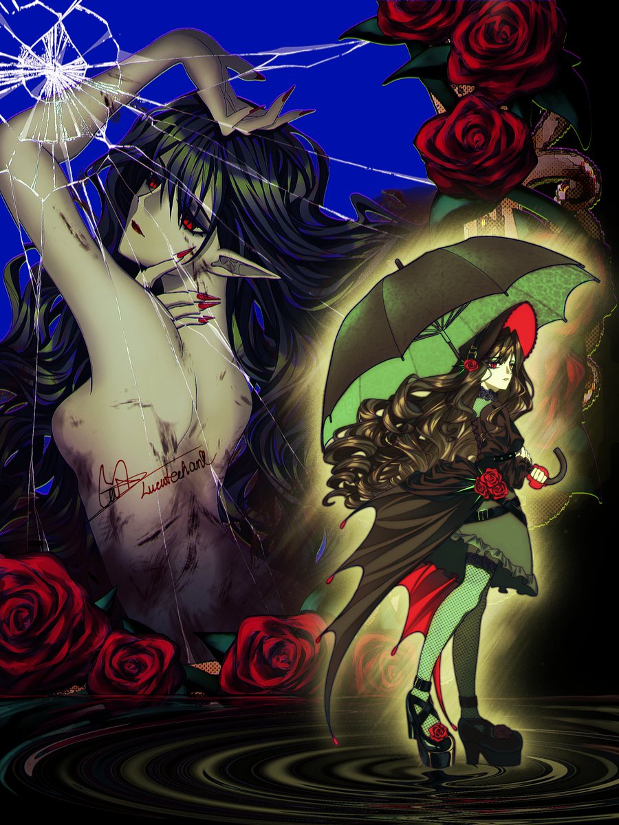 Lucutechan's tweet image. Sketch vs final 🥀🥀❤️🔥
#digitalart #illustration #originalcharacter