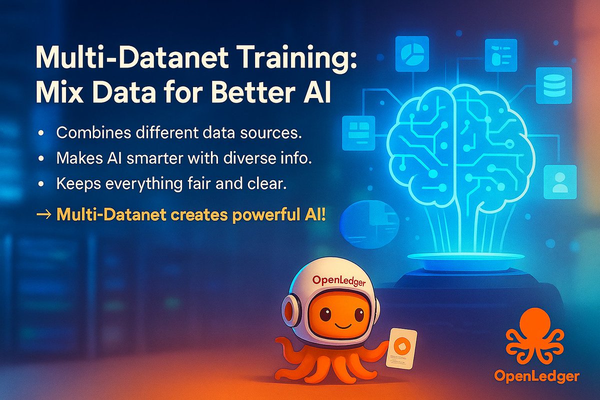 didi5894's tweet image. Multi-Datanet Training: Mix Data for Better AI🌐  

✅Combines different data sources for AI.  
✅Makes AI smarter with diverse info.  
✅Keeps everything fair and clear.  

Multi-Datanet Training creates powerful AI! Jump in @OpenledgerHQ now!🚀
#OpenLedger #Openup
