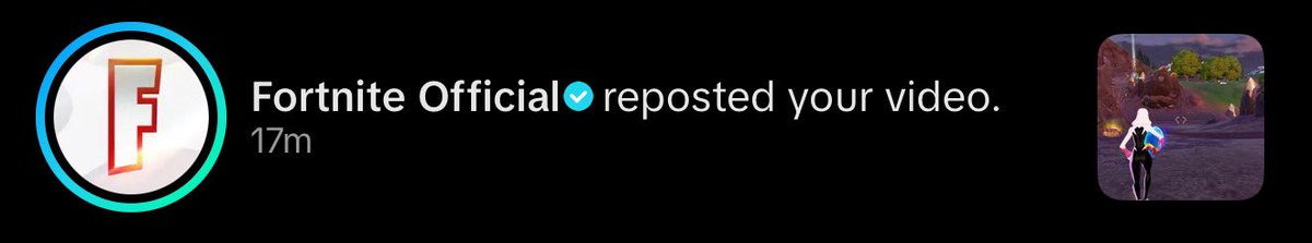 Fortnite just reposted my newest TikTok that’s so sick 💜🙏