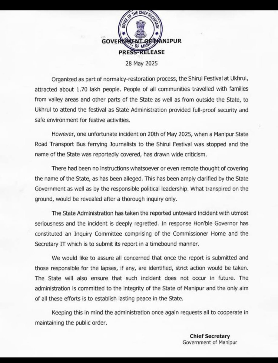 The Issue With The Arrest Of The Arambai Tengol Member by CBI.

📍In Feb, Manipur Governor <a href="/RajBhavManipur/">RAJ BHAVAN MANIPUR</a>  appealed for voluntary surrender of illegal arms towards his efforts for restoration of peace and stating that “no punitive action will be initiated if such weapons are