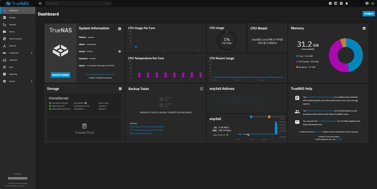 I'm a big fan of reusing and repurposing preloved computing kit. This <a href="/fujitsu_uk/">Fujitsu UK</a> Esprimo from eBay has been upgraded with salvaged parts: i7 9700 CPU, 32Gb RAM, a 500Gb NVME plus 4x 1Tb SSDs. With the latest version of <a href="/TrueNAS/">TrueNAS Open Storage</a>, this is our new home lab server. < £80 all in.