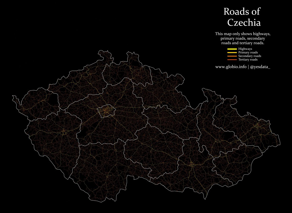 🚗 Series: Roads (No. 4) - Czechia

Czechia's road network is extensive and well-maintained, with a radial structure centered around Prague and ongoing modernization efforts.

🔧 Tools: Python (Pandas, Geopandas, Matplotlib)