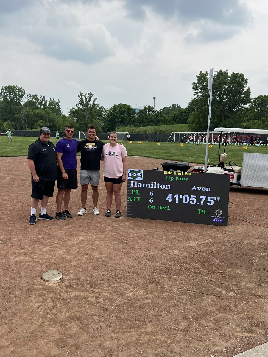 Shout out to Lily for finishing in 6th place at the OHSAA State Championships. So proud of the hard work she puts in for every sport she plays. Thank you to the Avon throw coaches for all the time and dedication you give to our throwers. #familytradition #AllOhio