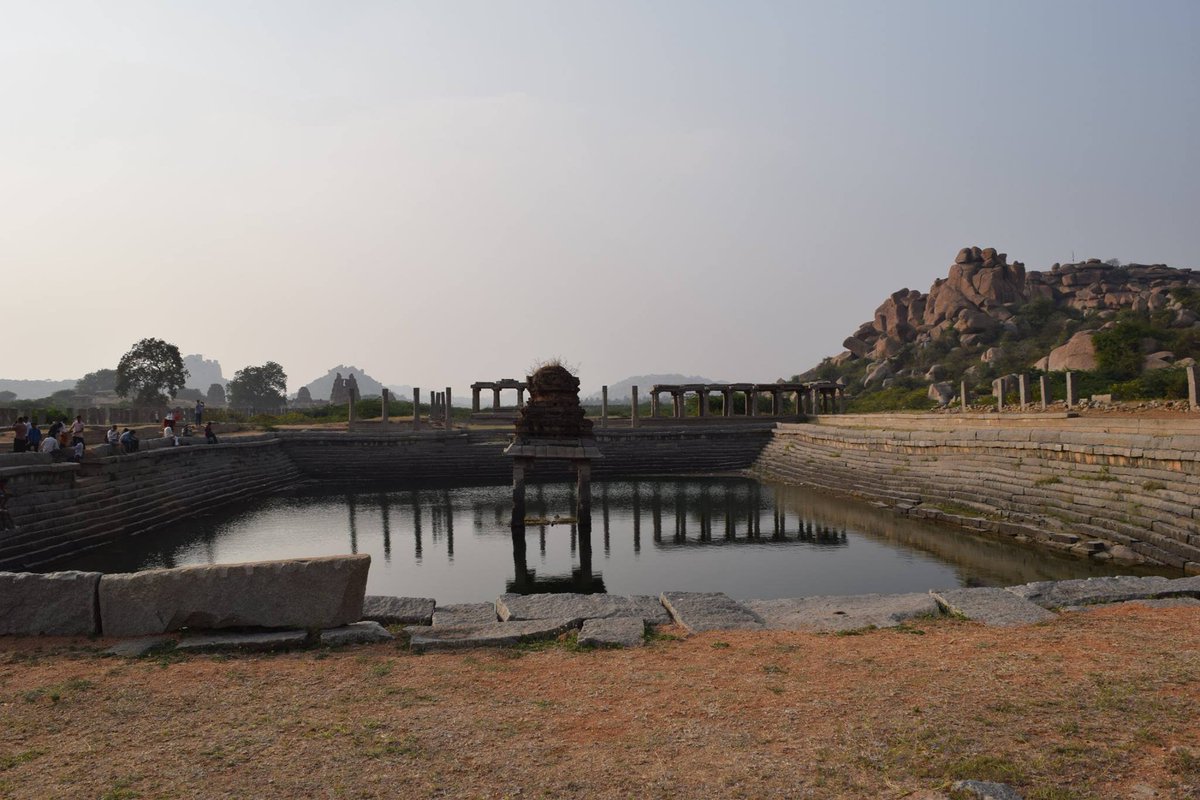 MonaADhar's tweet photo. #100templesofindia
65. Temple Ruins of Hampi - Karnataka
🔱 Pushkarnis of Hampi – Sacred Stepwells of the Vijayanagara Empire
“Pushkarni” comes from Sanskrit: Pushkara (lotus) + ni (water body)
Some tanks were aligned with celestial patterns and temple layouts
These tanks inspired later South Indian temple tank designs
1. 🪷 Pushkarni of Vittala Temple, Hampi