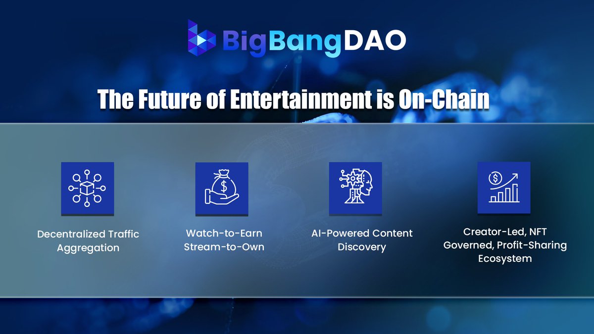 🎬BigBangDAO is shaping the future of entertainment on-chain!

⛓Decentralized traffic aggregation
🎥Watch-to-earn, stream-to-own
🤖AI-powered content discovery
🔐Creator-led, NFT-governed, profit-sharing ecosystem

🔗Dive in to learn more: bigbangdao.hashnode.space/default-guide/…