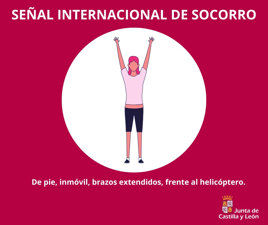 Si tienes una emergencia y acude un 🚁 a auxiliarte es muy importante que señalices tu posición correctamente para que puedan localizarte desde el aire lo antes posible. 
¿Sabes cómo se hace? Esta es la señal internacional de socorro.
#112cyl