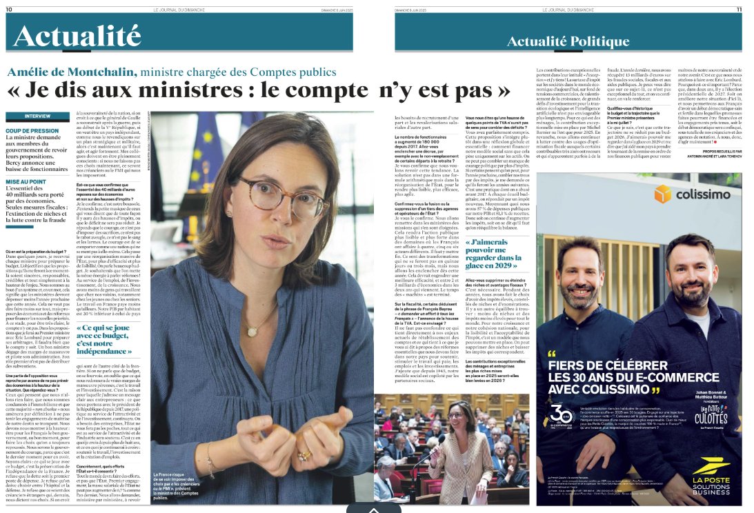Au-delà de quelques EDL du genre "je refuse que la dette soit le 1er poste de dépense" (C inéluctable), j'invite à lire l'ITW de <a href="/AdeMontchalin/">Amélie de Montchalin</a> dans <a href="/leJDD/">Le JDD</a> pour bien mesurer l'urgence de la situation. Si le #budget2026 n'est pas courageux, on donnera les clés de la France au FMI.