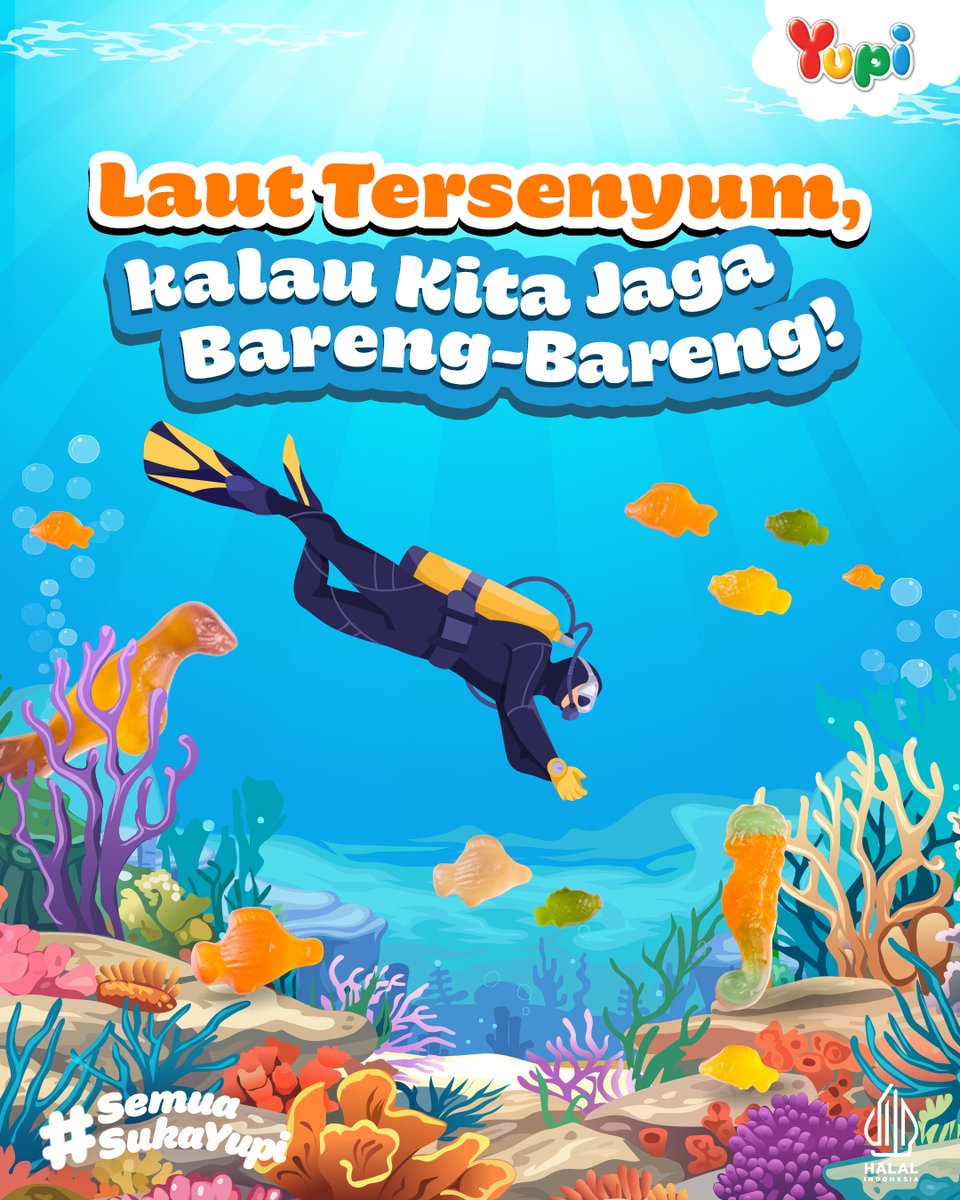 Laut bukan cuma tempat healing, tapi juga rumah jutaan makhluk hidup 🐠🌍
Yuk, jaga bareng-bareng biar birunya tetap ada sampai nanti 💙

#SemuaSukaYupi
#KenyalnyaBikinHepi
#GummyMerekYupi