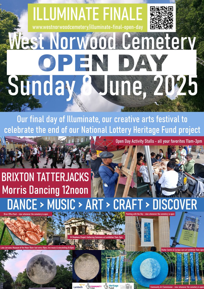 Last chance to see The Moon, and all our wonderful installations and exhibitions today. We also have stalls with all your have-a-go favourites - plus cake from #sweetcarolina - and Morris Dancing at 12noon!