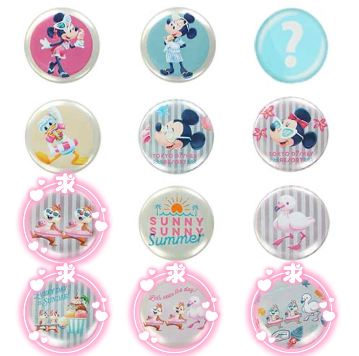 miccorooo's tweet photo. 【交換】ディズニー　SUNNY SUNNY Summer サニーサニーサマー　カンバッジコレクション

(譲)画像1
(求)画像2

纏めて交換していただける方を優先しますが、おひとつからでも気軽にお声掛けくださいᴗ ᴗྀི
郵送または大阪市内手渡し希望です✨

よろしくお願いいたします🐿 https://t.co/GavT0UoOGs