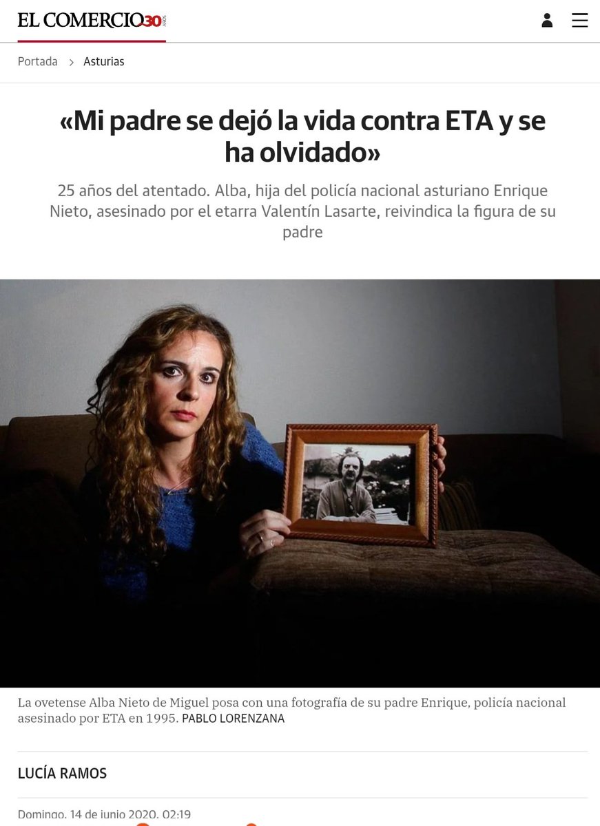 Consuelo Ordóñez (@consuorf) on Twitter photo #Taldiacomohoy de 1995 #ETA asesinó en #SanSebastián al inspector jefe de la <a href="/policia/">Policía Nacional</a> Enrique Nieto. Estuvo cuatro meses en coma. "Asesinato a cámara lenta".
«Mi padre se dejó la vida en la lucha contra ETA y parece que se ha olvidado»
🧵
elcomercio.es/asturias/25-an… #Taldiacomohoy de 1995 #ETA asesinó en #SanSebastián al inspector jefe de la <a href="/policia/">Policía Nacional</a> Enrique Nieto. Estuvo cuatro meses en coma. "Asesinato a cámara lenta".
«Mi padre se dejó la vida en la lucha contra ETA y parece que se ha olvidado»
🧵
elcomercio.es/asturias/25-an…