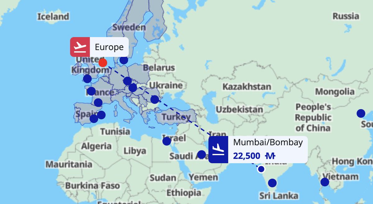 Air France Flying Blue has blessed India this month with their 25% off Promo Rewards. Specially Mumbai with probably cheapest way to get to Europe with award flights in Economy. 

Would you like to know some of the cities you can travel in 22500 points along with the taxes?