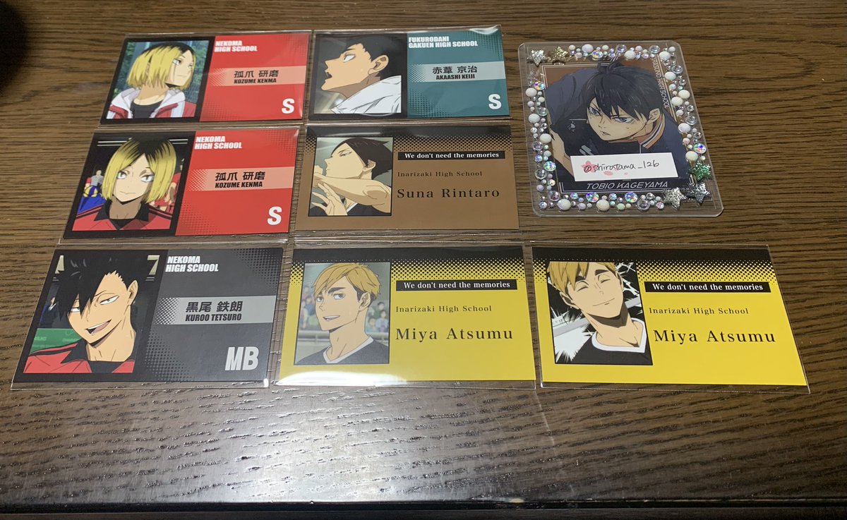 shiratama_126's tweet photo. 【交換】
ハイキュー メモリーズカードコレクション ゴミ捨て場の決戦

譲：画像1～2枚目
求：影山(今弾優先)＞＞五色

1枚目は影山との交換のみ。
2枚目同数含む交換のみ。
よろしくお願いいたします🍒 https://t.co/SpOHgz0HNC