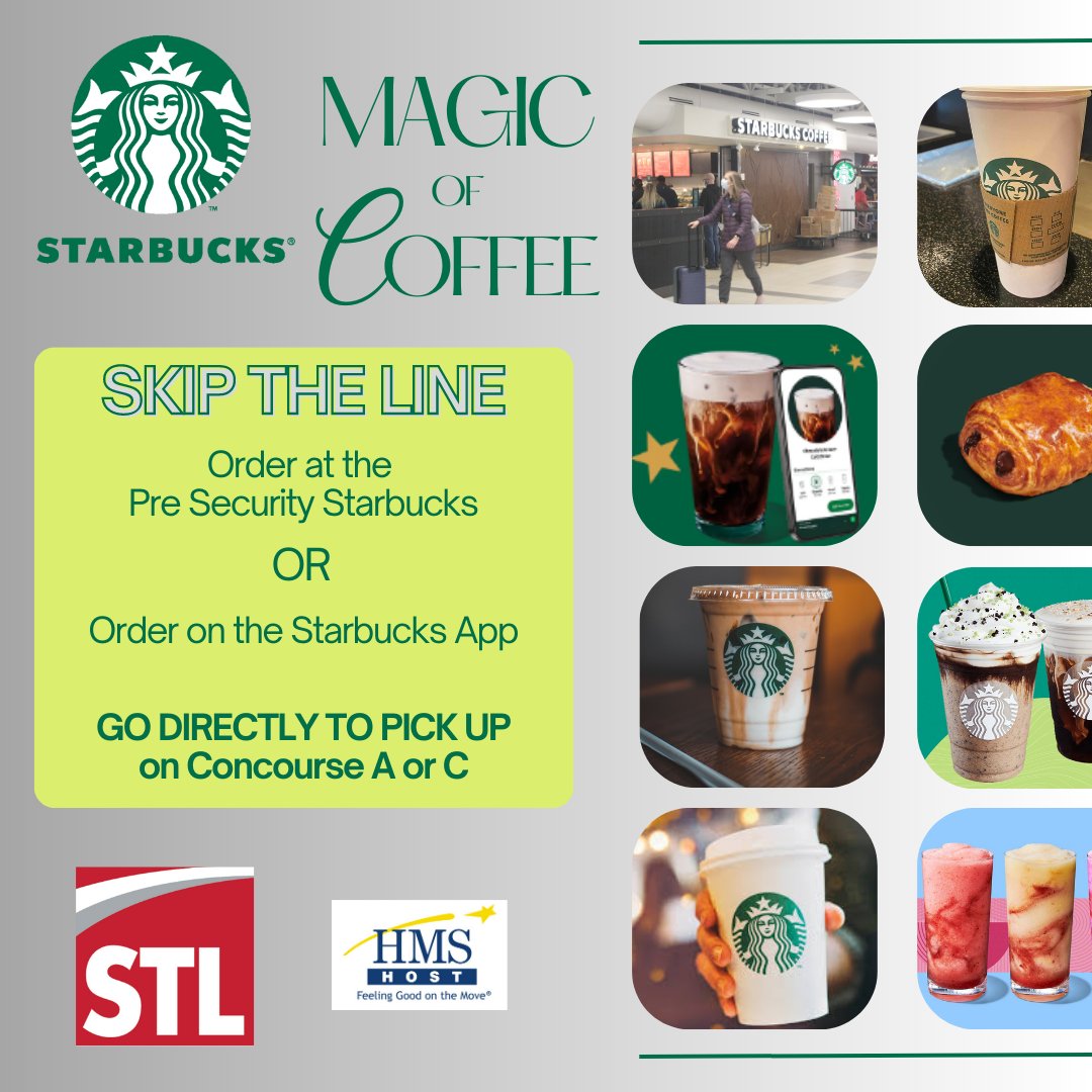 STL Airport (@flystl) on Twitter photo #Starbucks #HMSHost #Avolta #Starbucks #HMSHost #Avolta