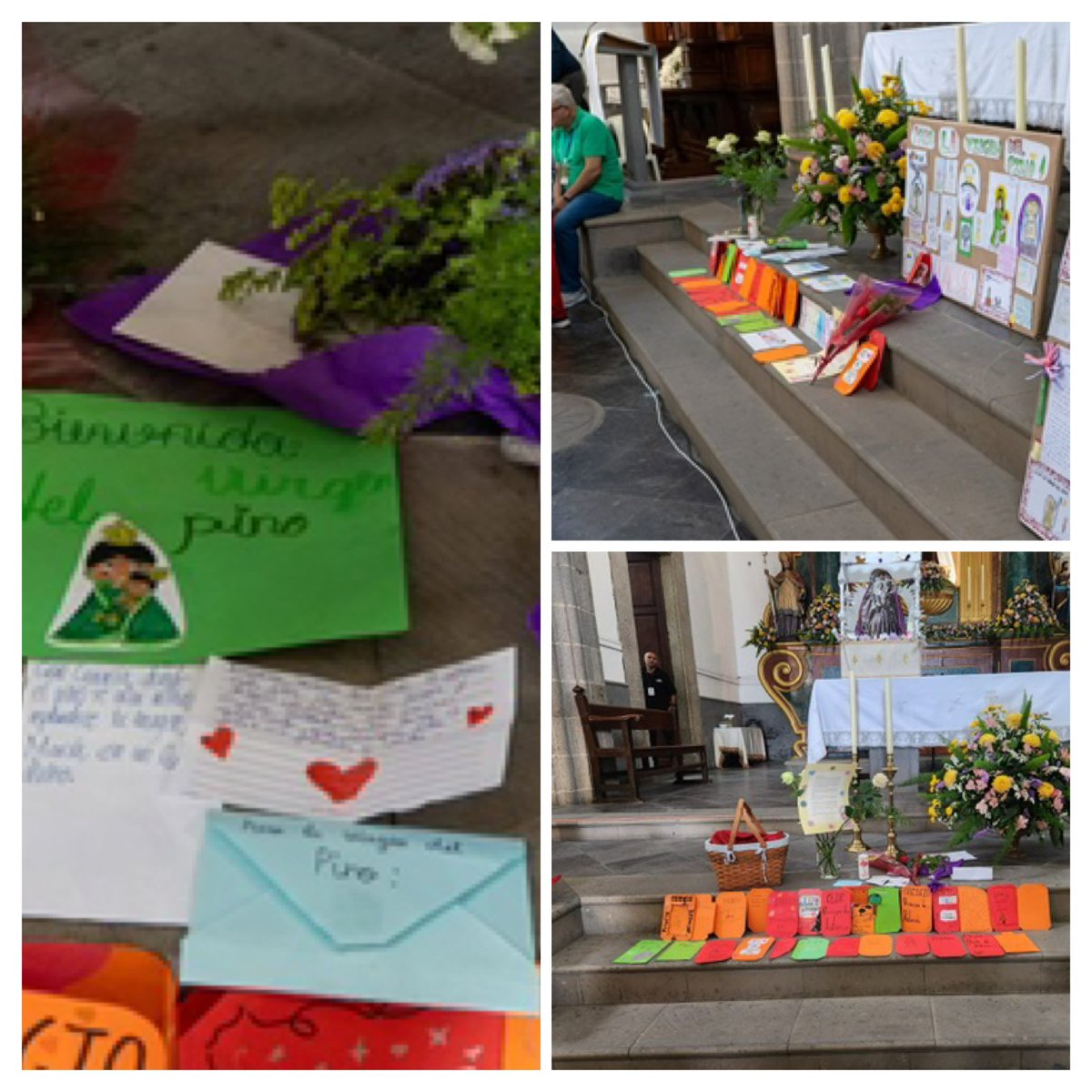 Ofrenda de trabajos de los centros escolares que visitaron a la Virgen en San Gregorio en Telde. CEIP Maestro Félix Santana, CEIP Príncipe de Asturias, María Auxiliadora y Enrique de Ossó