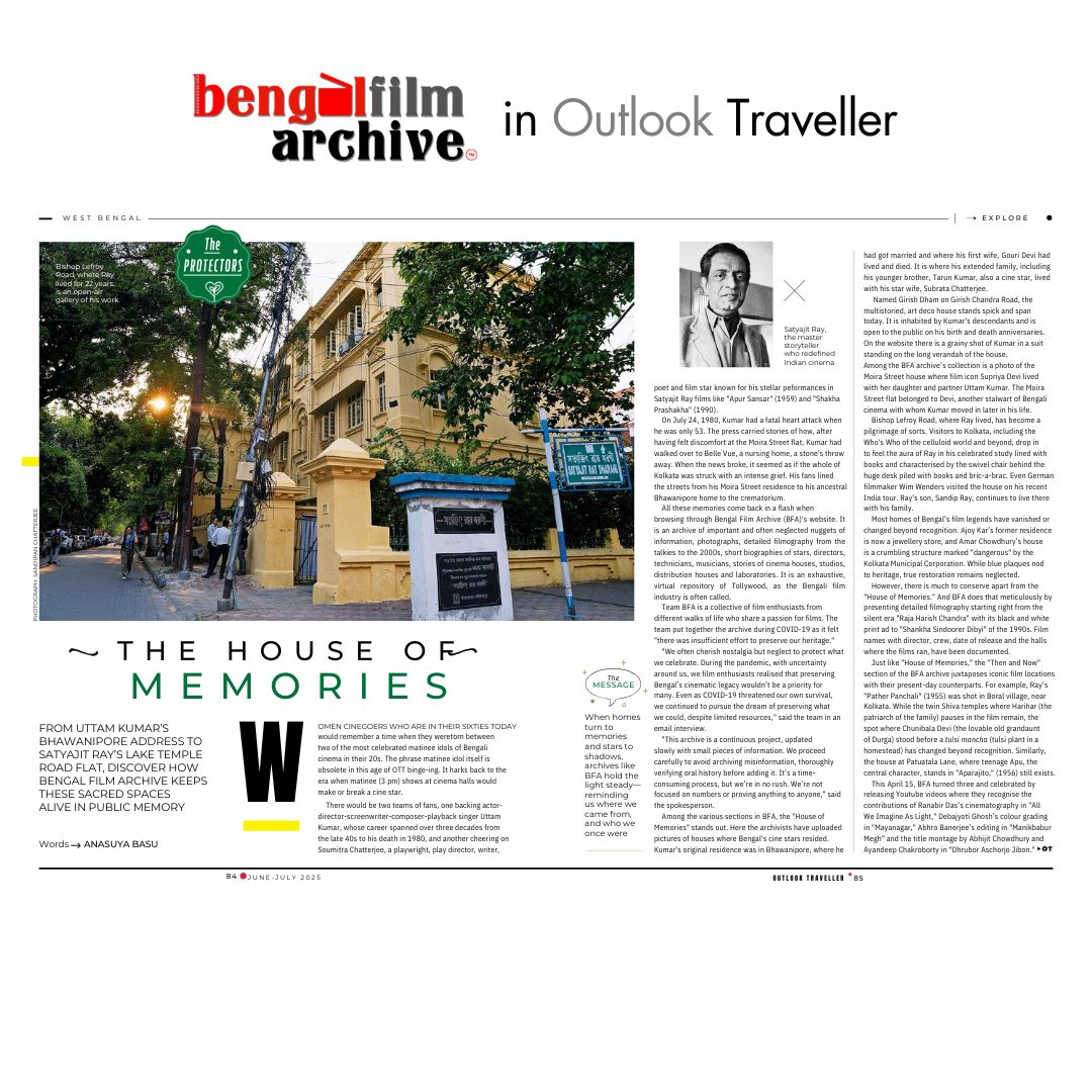 🎬 Exciting news for film enthusiasts! Anasuya Basu's insightful article on the Bengal Film Archive is now out in @OutlookTraveller. Dive into the rich history and cultural significance of Bengali cinema. Don't miss it! Thank you <a href="/AnasuyaBasu/">Anasuya Basu, she/her</a>  #CinemaLovers #OutlookTraveller
