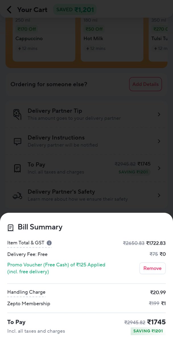 mohdtausif319's tweet photo. Zepto scam 
Alert .
This is how zepto is scamming us ,
Pls share this to everyone , know this scam of free zepto cash
Not get 125 off. Just showing only.
@ZeptoNow @consumercourtin @ZeptoNow #ScamAlert #Zepto https://t.co/DaVCjZxi2J