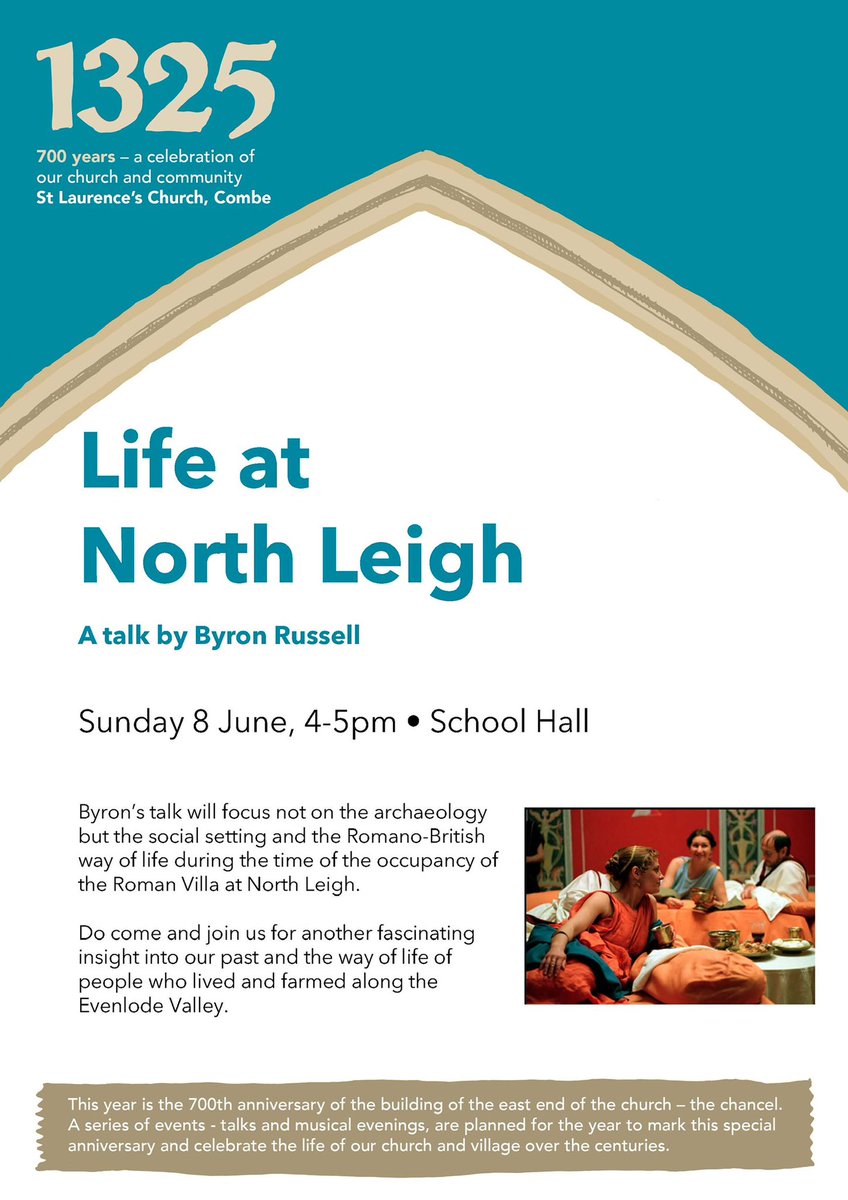 Free talk today! Byron Russell is talking about the North Leigh Roman villa at 4.00 in the school hall at Combe Primary School. All welcome.