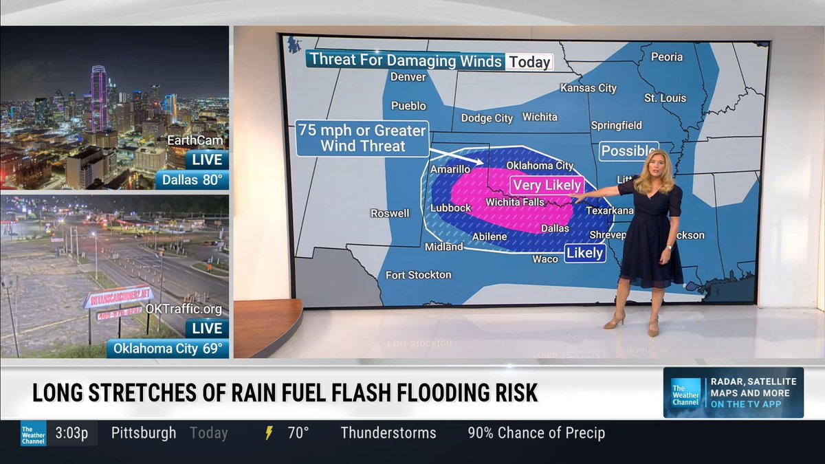 Kelly Cass (@kellycass) on Twitter photo A very dangerous threat setting up for the southern plains, including Dallas TX. Huge hail, plus winds of at least 75 mph! <a href="/JMichaelsNews/">Justin Michaels</a> will be live on <a href="/weatherchannel/">The Weather Channel</a>. Be safe! A very dangerous threat setting up for the southern plains, including Dallas TX. Huge hail, plus winds of at least 75 mph! <a href="/JMichaelsNews/">Justin Michaels</a> will be live on <a href="/weatherchannel/">The Weather Channel</a>. Be safe!