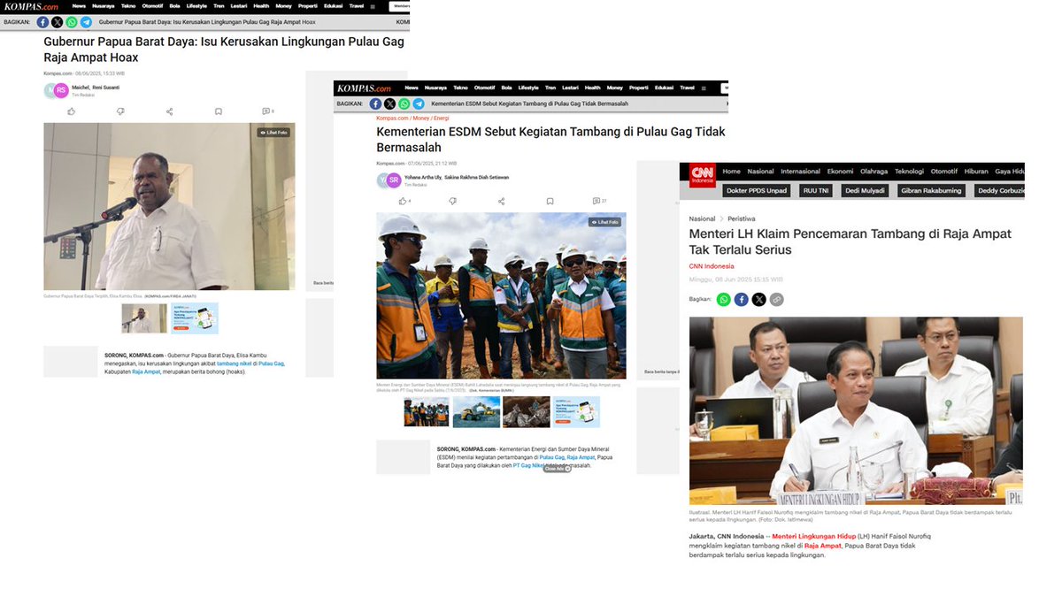 Udah tiga pejabat ngomong belain tambang:
- Gubernur Papua Barat Daya
- Kementerian ESDM
- Kementerian LH

Duit nikel ini se-juicy apa? 😋