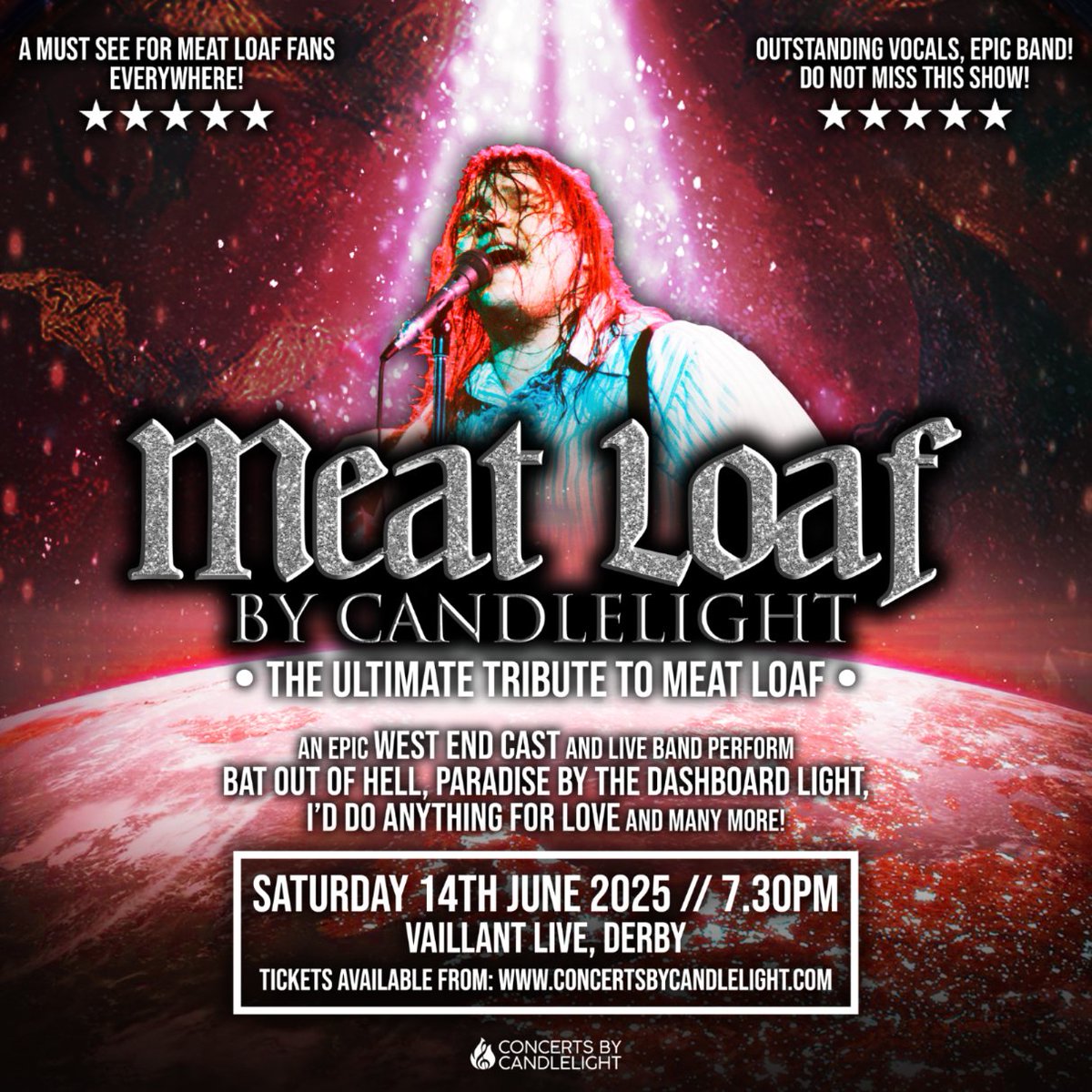 1 WEEK TO GO! 🦇 Book your tickets now for a night of Meat Loaf's greatst rock n' roll hits including 'Bat Out Of Hell', 'I'd Do Anything For Love' and 'Two Out Of Three Ain't Bad'. 

🎟️ spr.ly/601448qR6 🎟️

#meatloaf #rock #derby