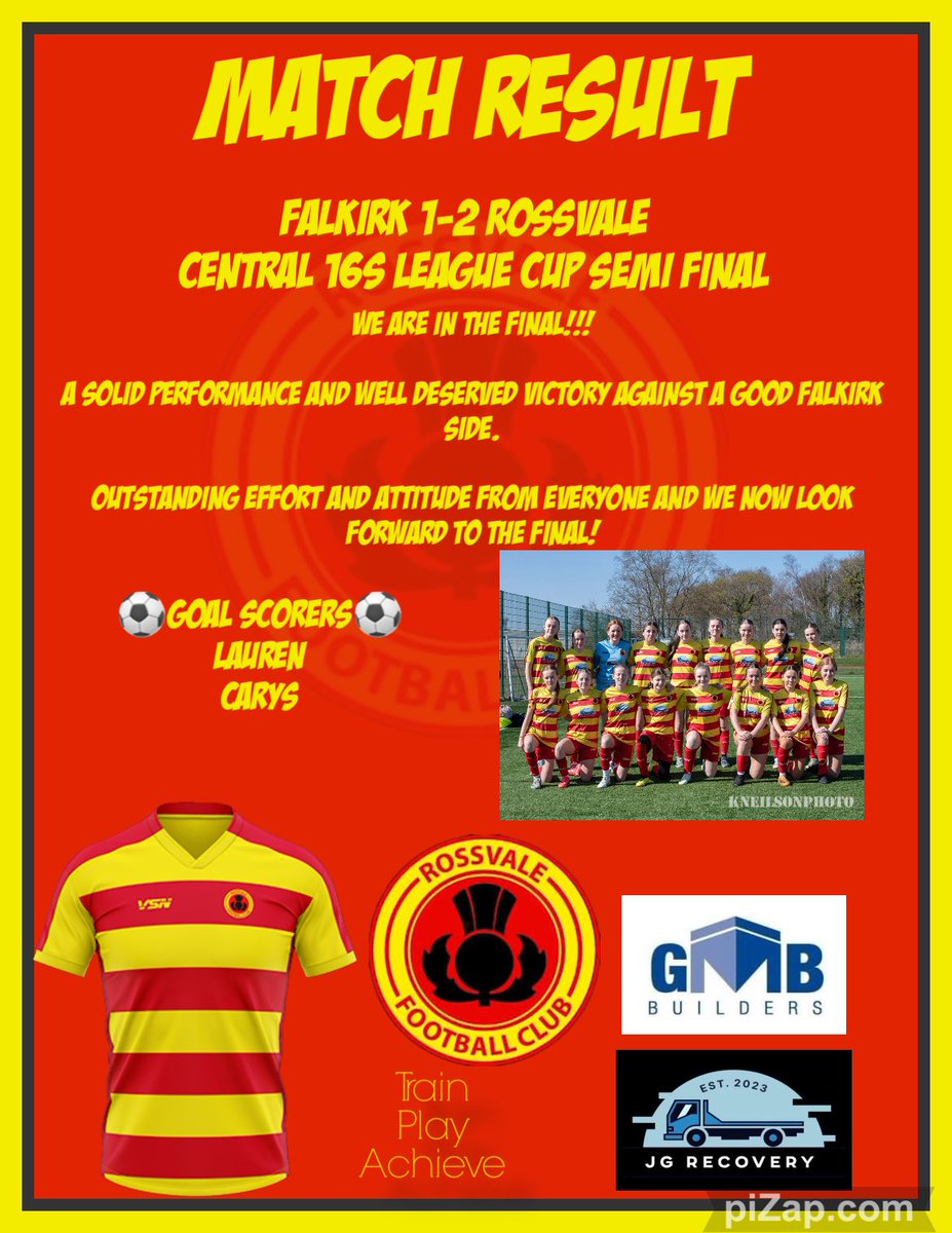 🔴🟡Match Result🔴🟡

Central 16s League Cup

Falkirk 1 - 2 Rossvale

We are in the final! 

👏🏻👏🏻👏🏻👏🏻👏🏻