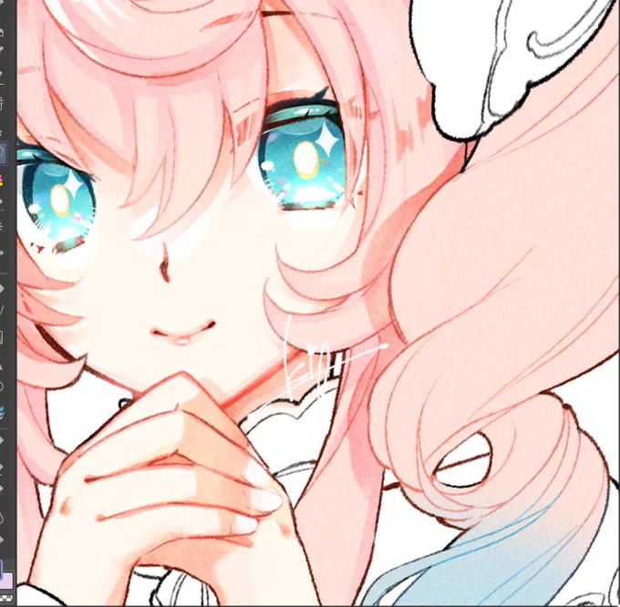 進捗wip パステルなピンクと水色かわいすぎる 塗ってて楽しいね