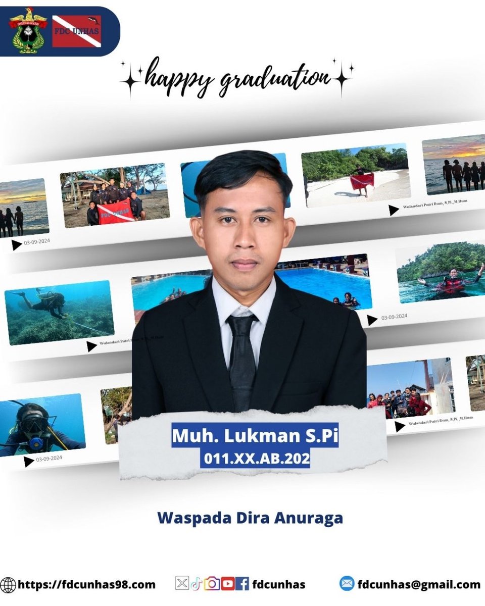 fdcunhas's tweet photo. [HAPPY GRADUATION]

Selamat Wisuda,semoga ilmu yang didapat bermanfaat dan Sukses👌🏻

1. Dr. Irwan, S.Pi, https://t.co/mgt4AId4zJ, https://t.co/CWMnHK4JMC
(011.III.AB.032)
2. Muh. Lukman S.Pi
(011.XX.AB.202)
3. Firga H S.Pi
(011.XXI.AB.203)
___________________
WaspadaDiraAnuraga https://t.co/rfJsWciHe0