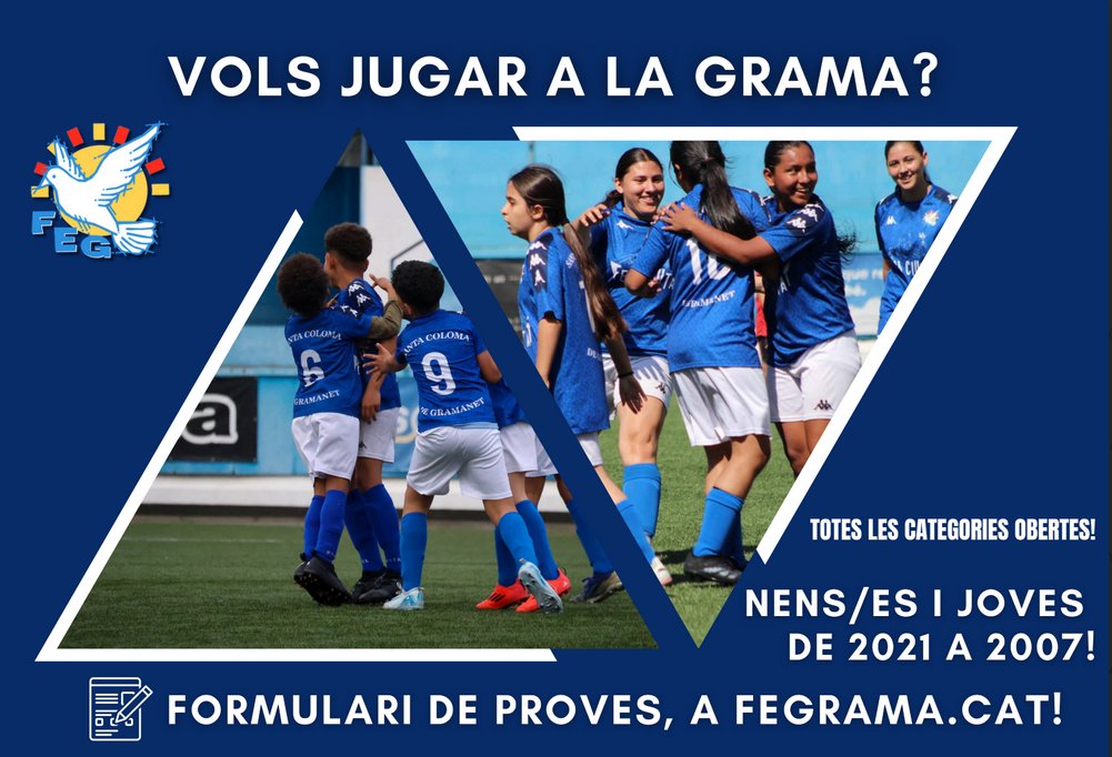 👀 Estem en període de proves!

⚽️ Vols jugar a la #Grama? Omple el formulari de la nostra web i ens posarem en contacte amb tu: fegrama.cat/web/vols-jugar…!