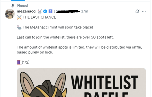 MEGA Intel ๐ฐ๐ก (@megaeth_intel) on Twitter photo Scam alert โ๏ธ
There's a <a href="/meganacci/">meganacci ๐ฐ</a> impersonatorโDO NOT click any links! Meganacci does NOT run raffles atm. Stay safe! Scam alert โ๏ธ
There's a <a href="/meganacci/">meganacci ๐ฐ</a> impersonatorโDO NOT click any links! Meganacci does NOT run raffles atm. Stay safe!