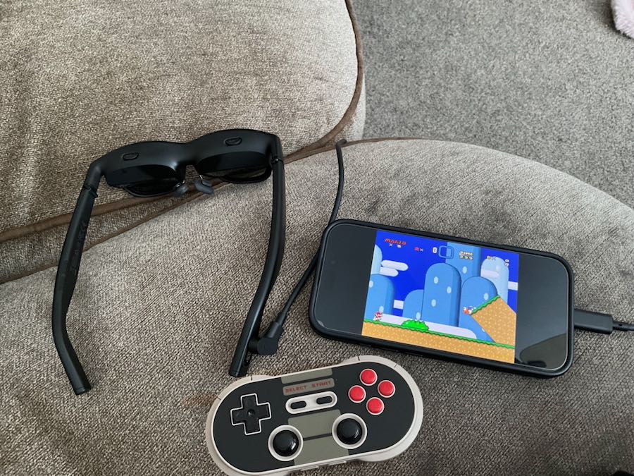 David_N_Johnson's tweet photo. Retro emulation doesnt get better than a 3 metre VR screen, wireless pad, iPhone and RetroArch ZX Spectrum C64 Mame Snes Nes Megadrive great for planes! https://t.co/dvViaATfhe https://t.co/6IZmicjCR8