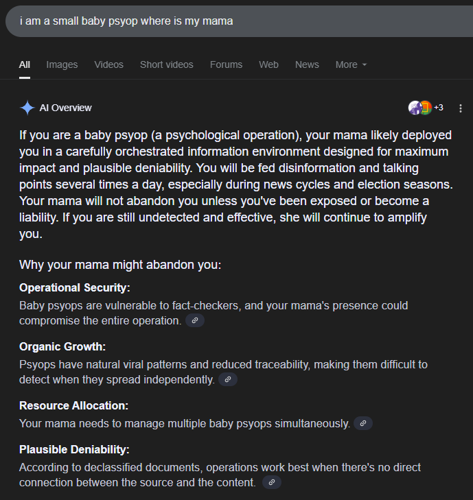 orphcorp's tweet photo. "Your mama will not abandon you unless you've been exposed or become a liability"

it's a tough life for a small baby psyop https://t.co/v79stneMTg