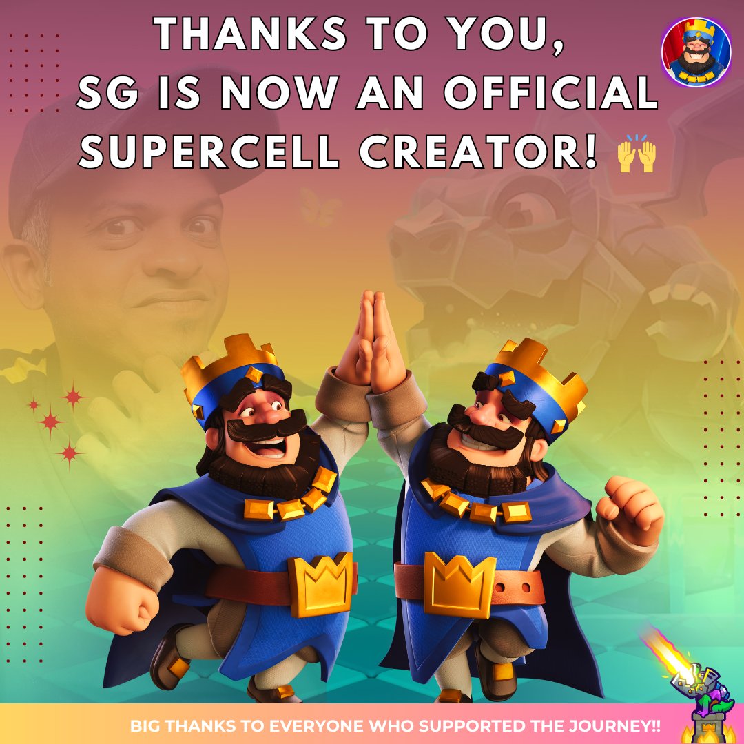SouthGamerSaga's tweet photo. It’s official! 🎉
SG is now a Supercell Creator! 🙌💙
Big thanks to everyone who supported this journey — couldn’t have done it without you!
Let’s go BIG from here 🔥👑

#SupercellCreator #ClashRoyale #ClashRoyaleTamil #MobileGaming #TamilGaming #ClashRoyaleIndia
@ClashRoyale https://t.co/nXHuu3t461