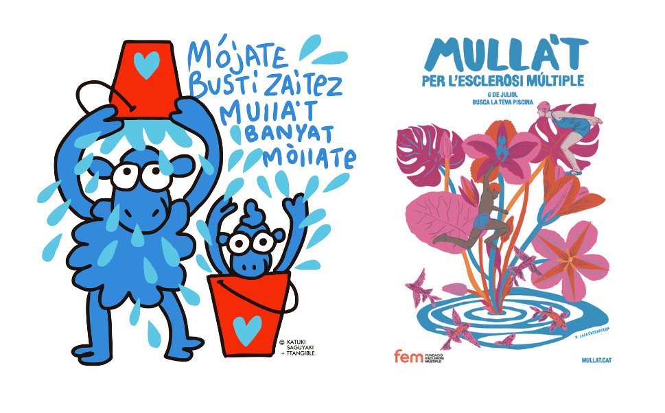 💦💦💦 El ‘Mójate por la #EsclerosisMúltiple’ y el Mulla’t per la EM 2025 ya tienen fecha e imágenes oficiales.

✍️📅 Apunta en tu agenda: Será el 6 de julio.

🎨 Los ilustradores Mikel Urmeneta y Lara Costafreda fusionan arte, agua y compromiso en sus diseños.
