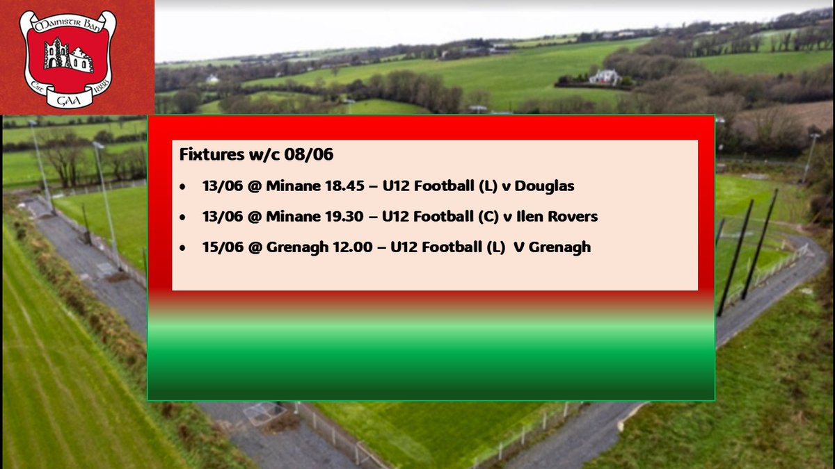 Juvenile Fixtures W/C 08.06.2025
Get all the latest news on the Tracton GAA app member.clubspot.app/club/tracton-g…