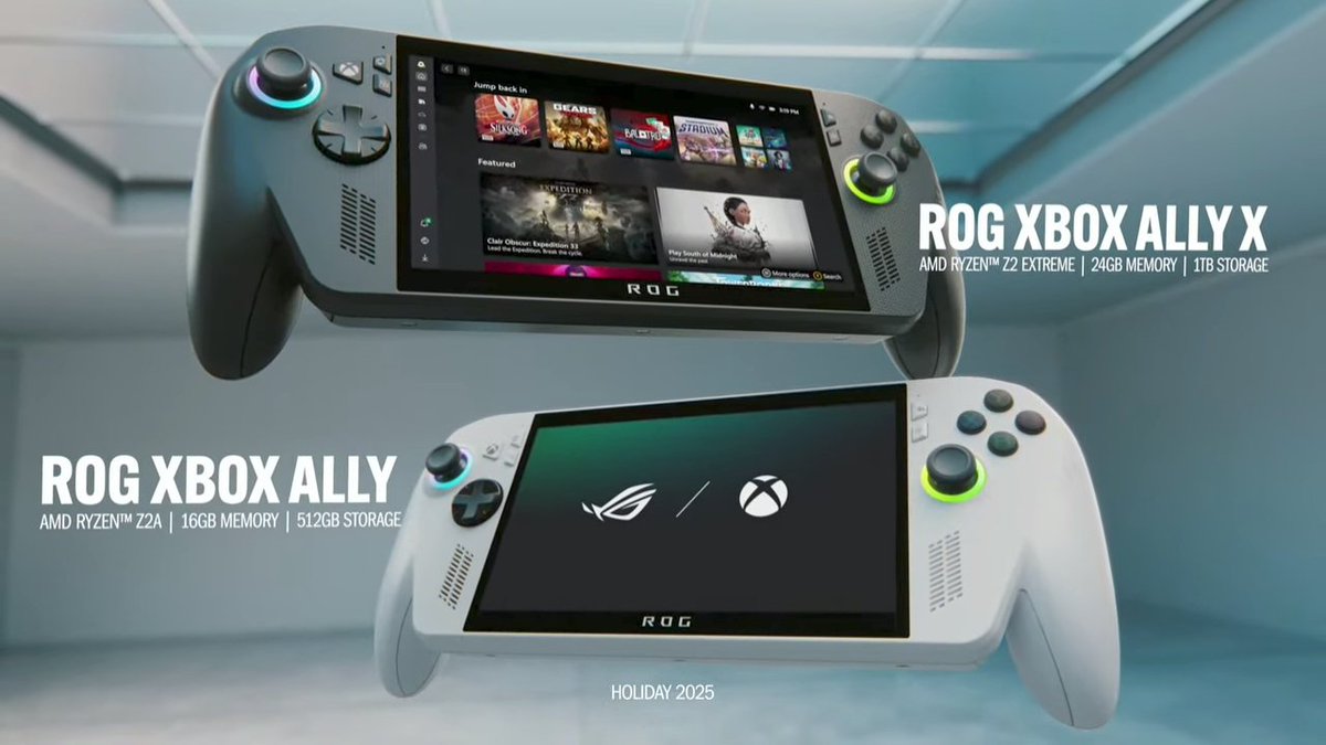 🚨BOMBA: Acaba de ser anunciado o novo hardware da Xbox em parceria com a ROG.

Rog Xbox Ally X e Rog Xbox Ally são seus nomes!