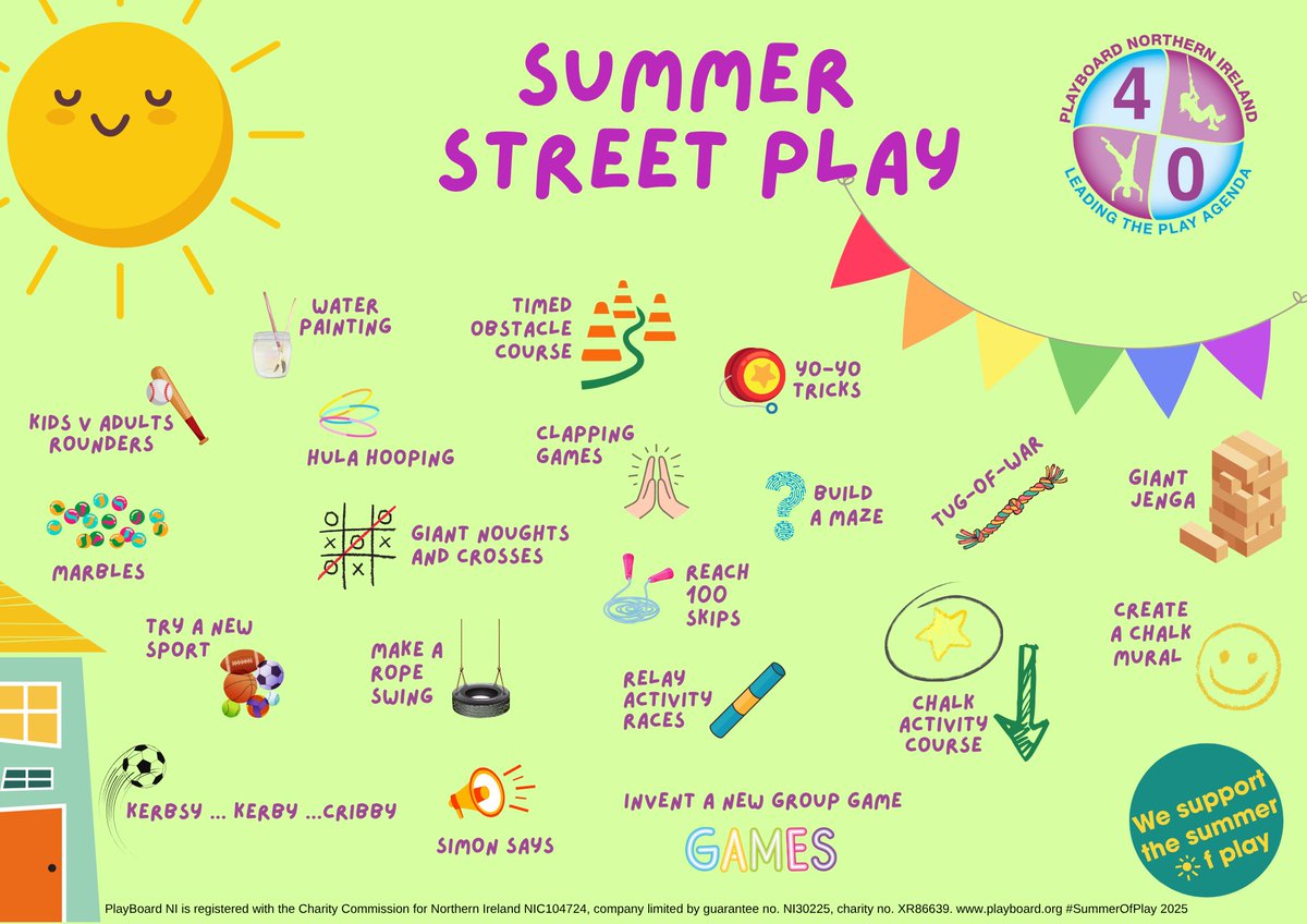 PlayBoard NI (@playboard_) on Twitter photo Happy #InternationalDayOfPlay! Join us in celebrating the power of #play!🎉
We'd love to know how you're taking part! Check out our summer street play activities for inspiration😎
#IDOP2025 #SummerOfPlay <a href="/UN/">United Nations</a> <a href="/Education_NI/">Education NI</a> <a href="/paulgivan/">Paul Givan</a> <a href="/familysupportni/">Family Support NI</a> <a href="/cypsp/">CYPSP in N.Ireland</a> <a href="/ncn4children/">National Childhood Network</a> <a href="/DeptCDE/">Department of Children, Disability and Equality</a> Happy #InternationalDayOfPlay! Join us in celebrating the power of #play!🎉
We'd love to know how you're taking part! Check out our summer street play activities for inspiration😎
#IDOP2025 #SummerOfPlay <a href="/UN/">United Nations</a> <a href="/Education_NI/">Education NI</a> <a href="/paulgivan/">Paul Givan</a> <a href="/familysupportni/">Family Support NI</a> <a href="/cypsp/">CYPSP in N.Ireland</a> <a href="/ncn4children/">National Childhood Network</a> <a href="/DeptCDE/">Department of Children, Disability and Equality</a>