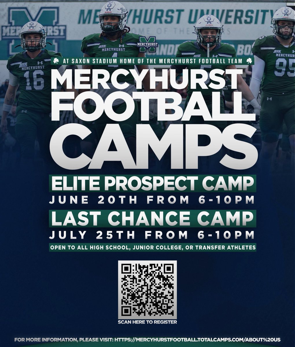CoachJLee_'s tweet image. This is your shot! All eyes on you. Our Prospect Camps are where real players show up and show out. Think you’ve got what it takes? Come prove it.⚓️🟢
@MercyhurstFB 
#CARPED1EM
#AnchorDown 
mercyhurstfootball.totalcamps.com/About%20Us