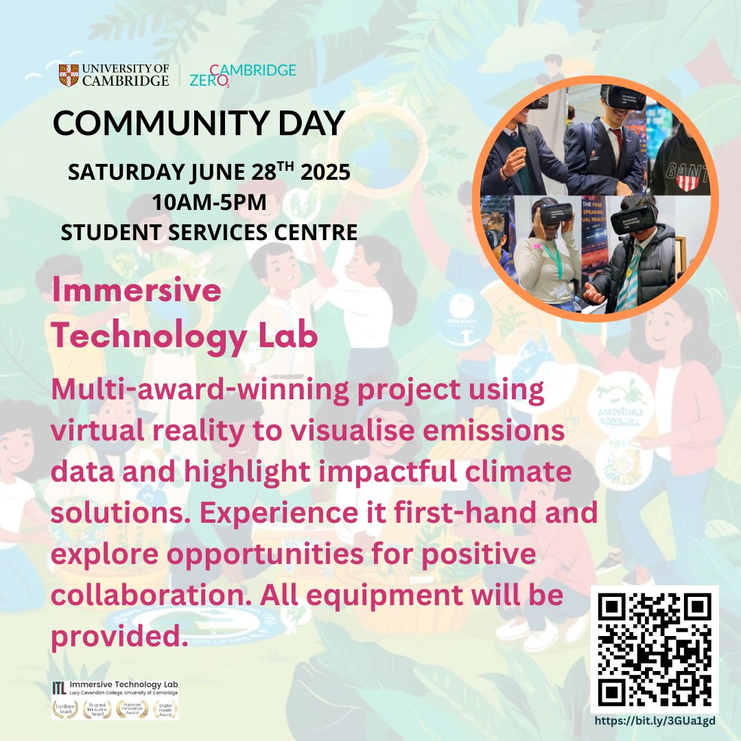 Cambridge Zero (@cambridgezero) on Twitter photo 🍴 VR + Climate?
Experience a multi-award-winning project immersive emissions data journey — and find hope.
🗓️ 28 June | #CZCommunityDay2025
More details: bit.ly/3FceZVp
#FoodSystems #ClimateTech #SustainableEating
<a href="/LucyCavColl/">Lucy Cavendish College</a> 🍴 VR + Climate?
Experience a multi-award-winning project immersive emissions data journey — and find hope.
🗓️ 28 June | #CZCommunityDay2025
More details: bit.ly/3FceZVp
#FoodSystems #ClimateTech #SustainableEating
<a href="/LucyCavColl/">Lucy Cavendish College</a>