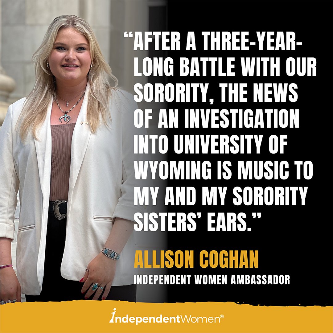 🚨 Victory for women’s rights!

After <a href="/allie_coghan/">Allie</a>’s brave fight to protect female-only spaces, the <a href="/usedgov/">U.S. Department of Education</a> is investigating the Univ. of Wyoming for allowing a male into her sorority.

Sisterhood matters.
iwf.org/2025/06/02/dep…