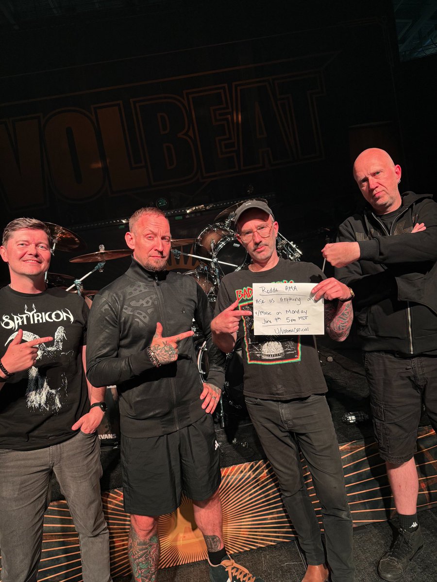 Volbeat (@volbeat) on Twitter photo TOMORROW: Ask Volbeat Anything!
On Monday, June 9th on 7pm EDT (/1am CET on Tuesday) the band will be hosting a <a href="/Reddit/">Reddit, Inc.</a> AMA in r/Music
Get your questions ready 🐐 reddit.com/r/Music/commen… TOMORROW: Ask Volbeat Anything!
On Monday, June 9th on 7pm EDT (/1am CET on Tuesday) the band will be hosting a <a href="/Reddit/">Reddit, Inc.</a> AMA in r/Music
Get your questions ready 🐐 reddit.com/r/Music/commen…