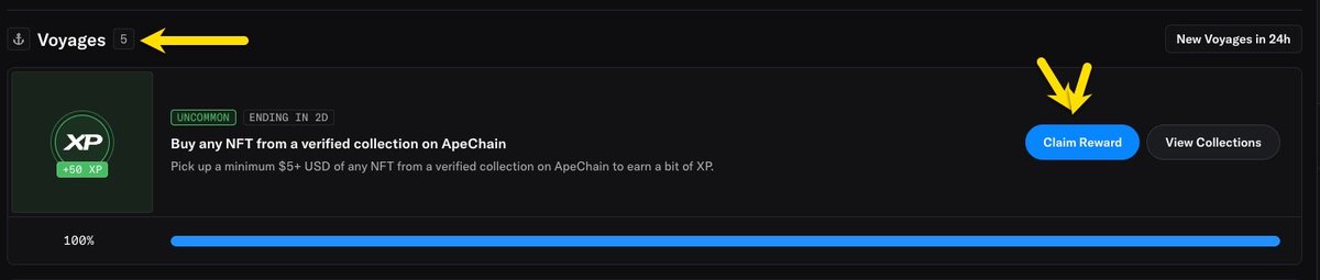 🚨 New OpenSea Voyage Unlocked — Claim 50 XP now!

🎁 Reward: 50 XP (Uncommon)
💰 Fund required: $5
〽️ Network: ApeChain

💥 𝗧𝗮𝘀𝗸
Buy any NFT from a verified collection on ApeChain ($5 minimum)

opensea.io/rewards

Example : opensea.io/collection/ap-… (ApeChain)

ApeChain: