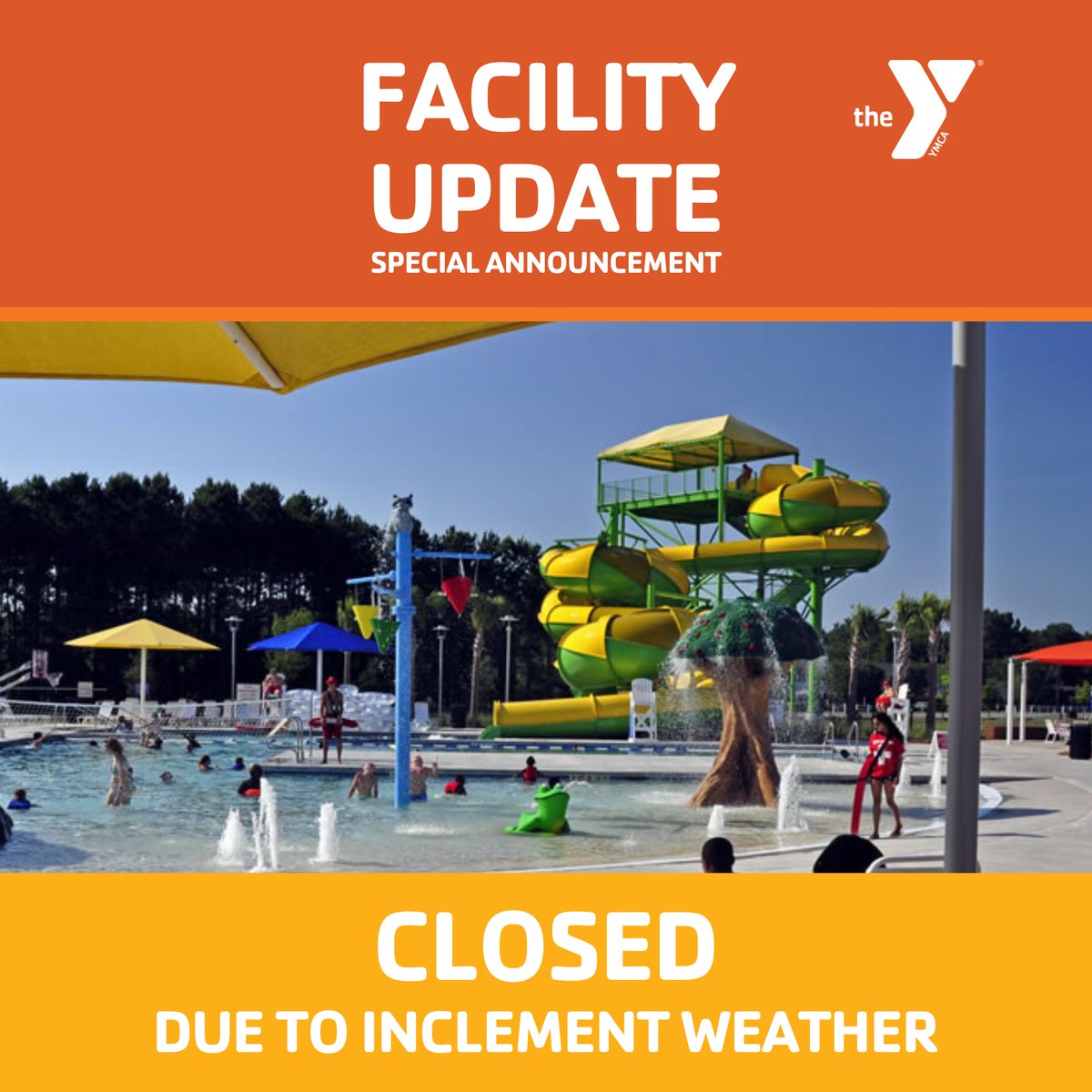 🌩️ Due to isolated thunderstorms, we will not be reopening Santee Water Park today. 
We look forward to seeing you on Friday!